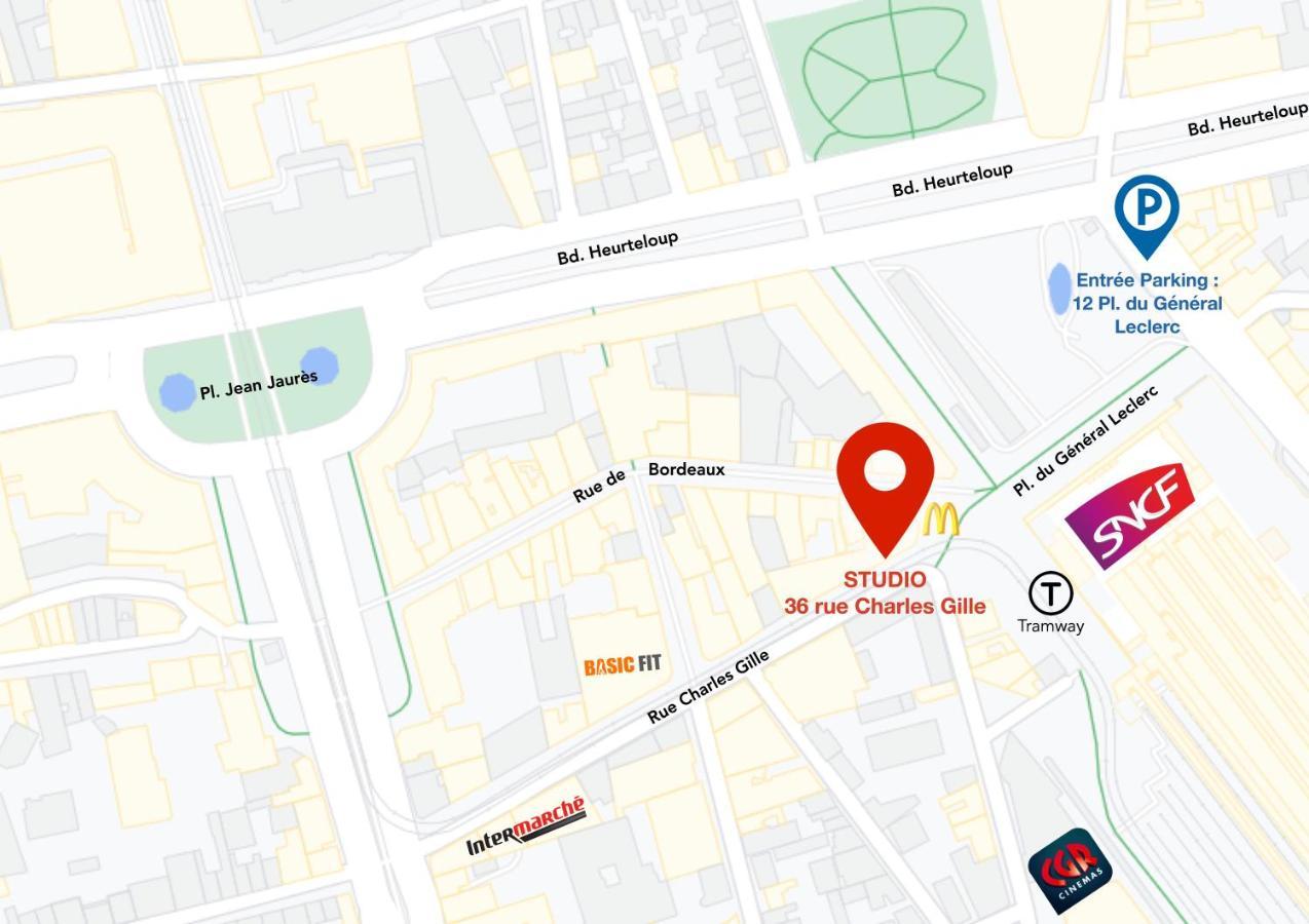 Studio Avec Balcon & Parking Gratuit - Tours Gare Exterior foto